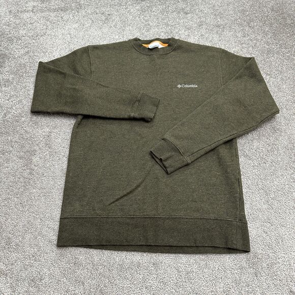 Columbia Sweatshirt Mens Small Green Crew Neck Fleece Pullover Casual Outdoor - Picture 1 of 10